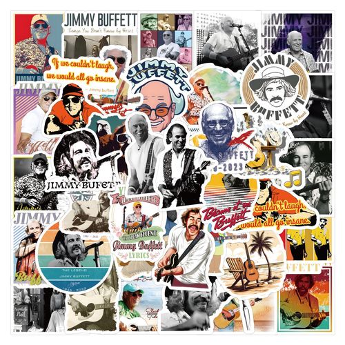 50张歌手Jimmy Buffett人物涂鸦贴纸汽车行李箱水杯文具贴纸批发