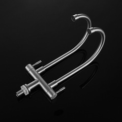 304 Stainless Steel Kitchen Sink Faucet Single Cold Double Pipe Double Handle Swivel Kitchen Sink Dual Outlet Faucet