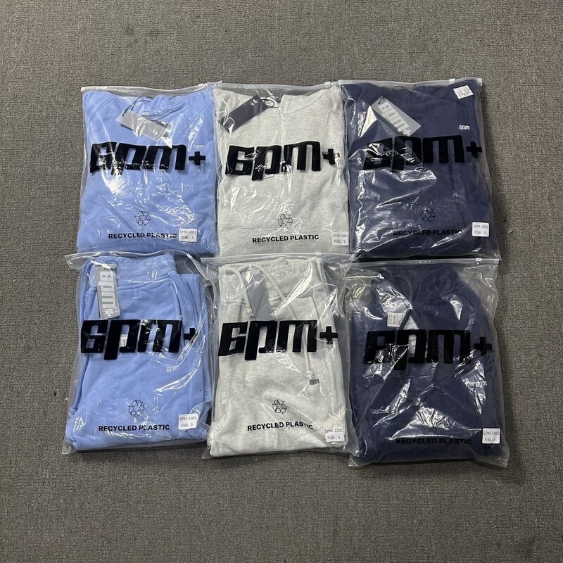 6PM Drill American street hip-hop style fleece-lined hooded sweatshirt and long sweatpants men's trendy sportswear set