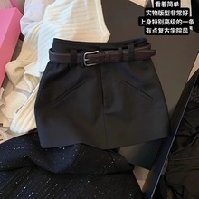 小个子裙子女夏季短款西装半身裙大码休闲A字裙配腰带显瘦裙裤xs