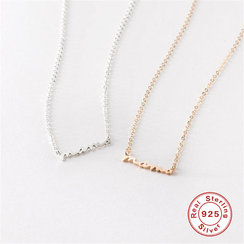 Daily Occasion 925 Sterling Silver Material 1 Piece 925 Sterling Silver Letter Mother'S Day Cable Chain Necklace