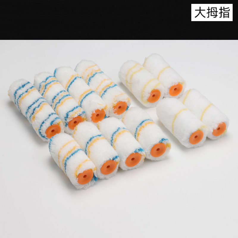 厂家批发4寸6寸涤纶棉线大拇指 迷你滚刷芯 油漆涂料小边角滚刷头
