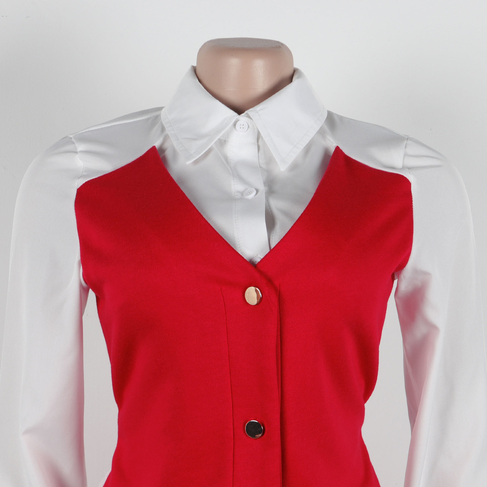 Faux Two Pieces Shirts Vest Stitching Sweater Pants Two Piece Set 9 Faux Two Pieces Shirts Vest Stitching Sweater Pants Two Piece Set