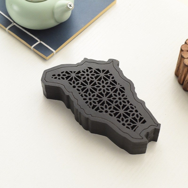 创意地图香盒不规则竹木香盒木质镂空天地盖香炉熏香炉线香盒