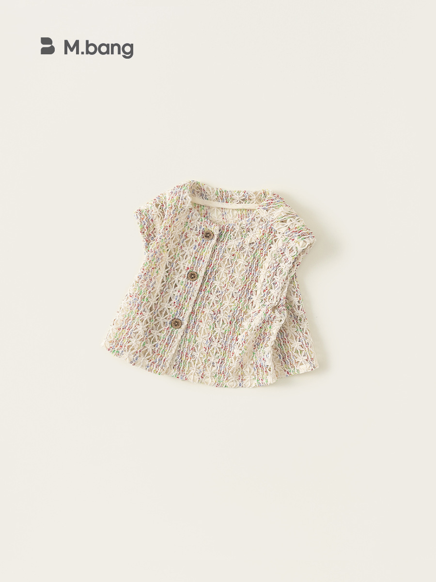 Youbao ropa para niños chaleco hueco para niñas verano nuevo estilo chaqueta de punto para niños pequeños y medianos chaqueta de chaleco sin mangas para niños