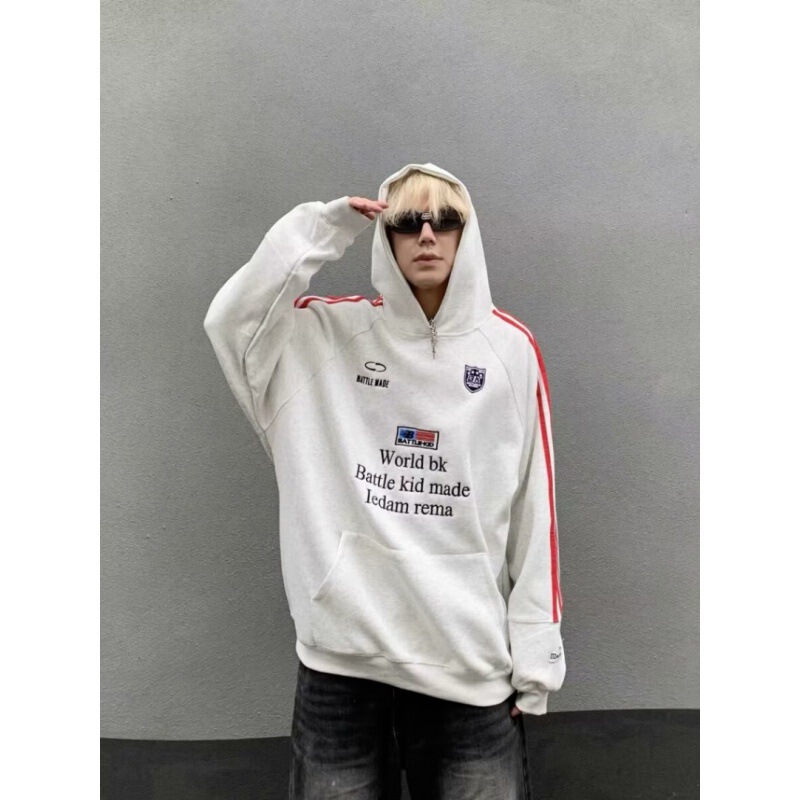 Sweatshirt Men's Hooded Summer Ins Hong Kong Style Loose Trendy Brand Letter Printed All-match Jacket 2024 New Sweatshirt Men's Hooded Summer Ins Hong Kong Style Loose Trendy Brand Letter Printed All-match Jacket 2024 New