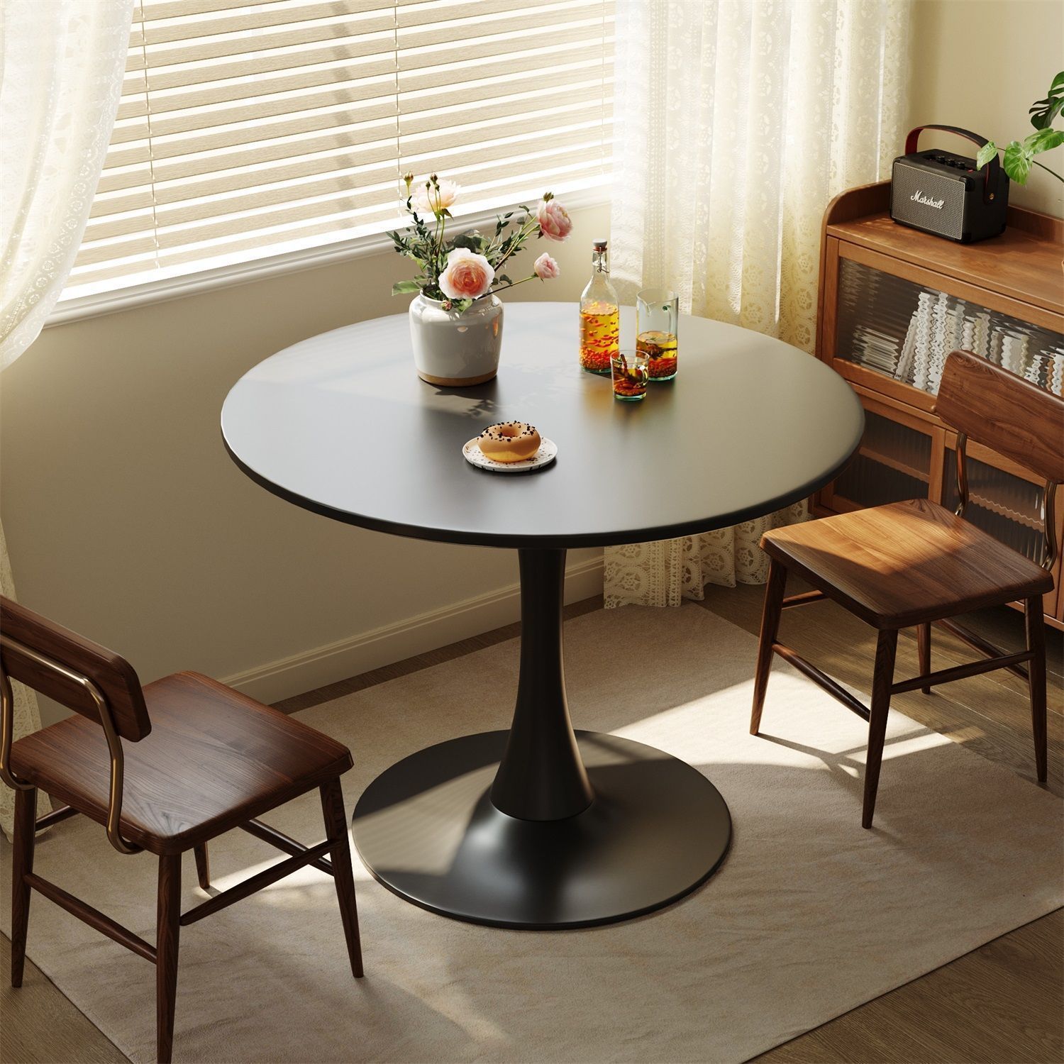 Round Dining Table Living Room Leisure Retro Table Home Small Apartment Round Table Balcony Bedroom Milk Tea Shop Negotiation Reception Table
