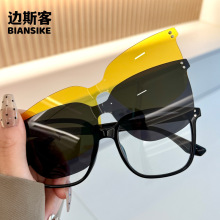 27007新款三合一磁吸套镜夹片韩版大框可配度数夜视开车网红墨镜