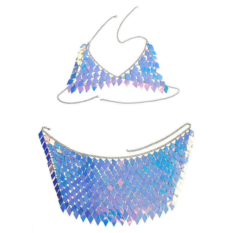 Joyería transfronteriza europea y americana de verano brillante Aleación de múltiples capas falda de lentejuelas collar de cadena de cintura accesorios sexy traje Cadena de cuerpo