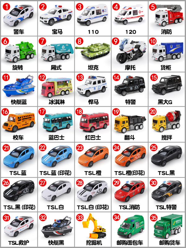 子供のおもちゃの車は慣性に耐えて転んで、ドアを開けてパトカーの救急車の模型の男の子のスクールバスの小さい車のスーツをシミュレーションすることができます。|undefined