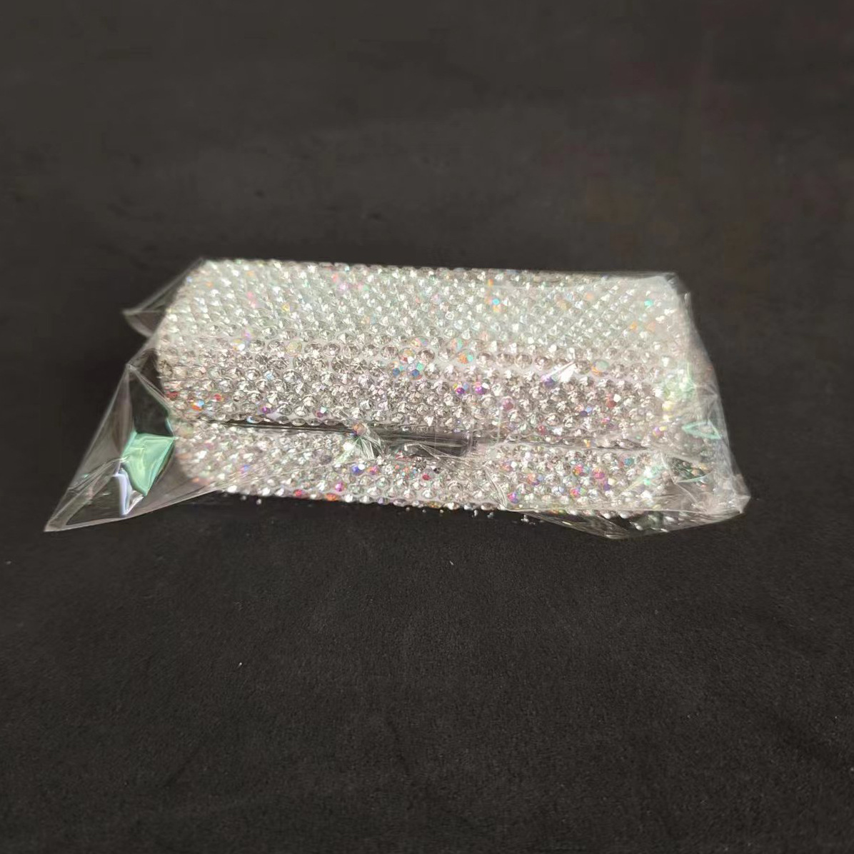 Caja de lápiz labial individual de metal con incrustaciones de diamantes, caja de lápiz labial con espejo, caja de almacenamiento de lápiz labial de viaje portátil