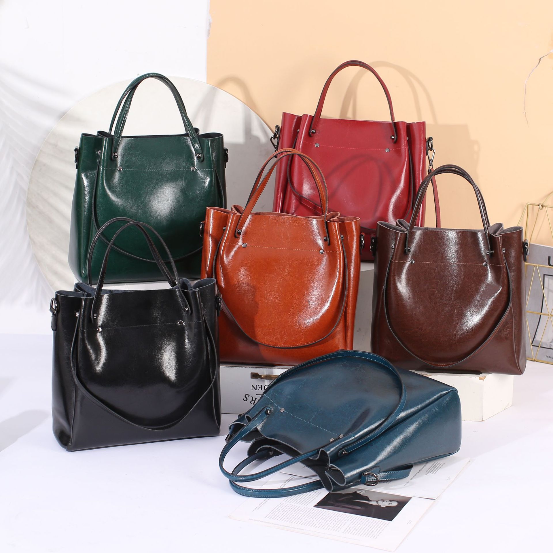 Borsa a secchiello donna in vera pelle, elegante borsa a spalla_voghion.com