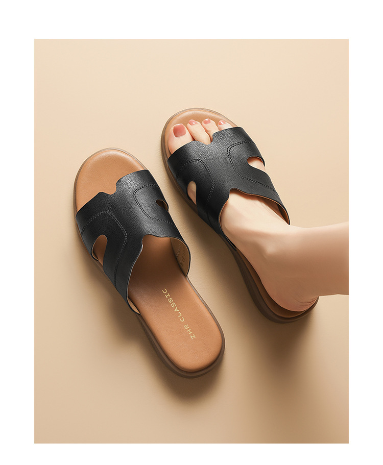 Dép sandal nữ quai chữ V đế mềm phong cách thanh lịch — M683 Màu be chi tiết 17