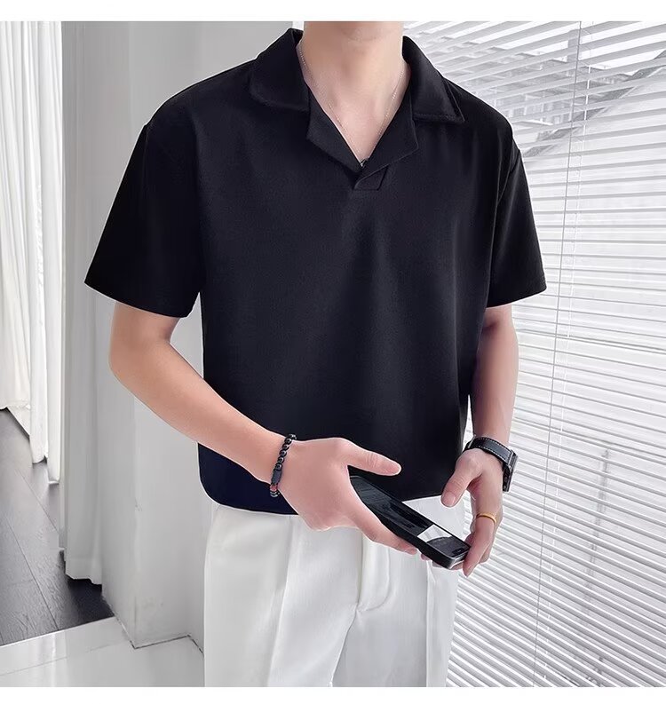 Camicia collo cubano uomo oversized texture waffle maniche corte_voghion.com