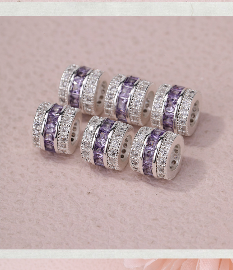 18K gold inlaid zircon bucket beads diy wheel beads bracelet necklace handmade beaded jewelry accessories wholesale