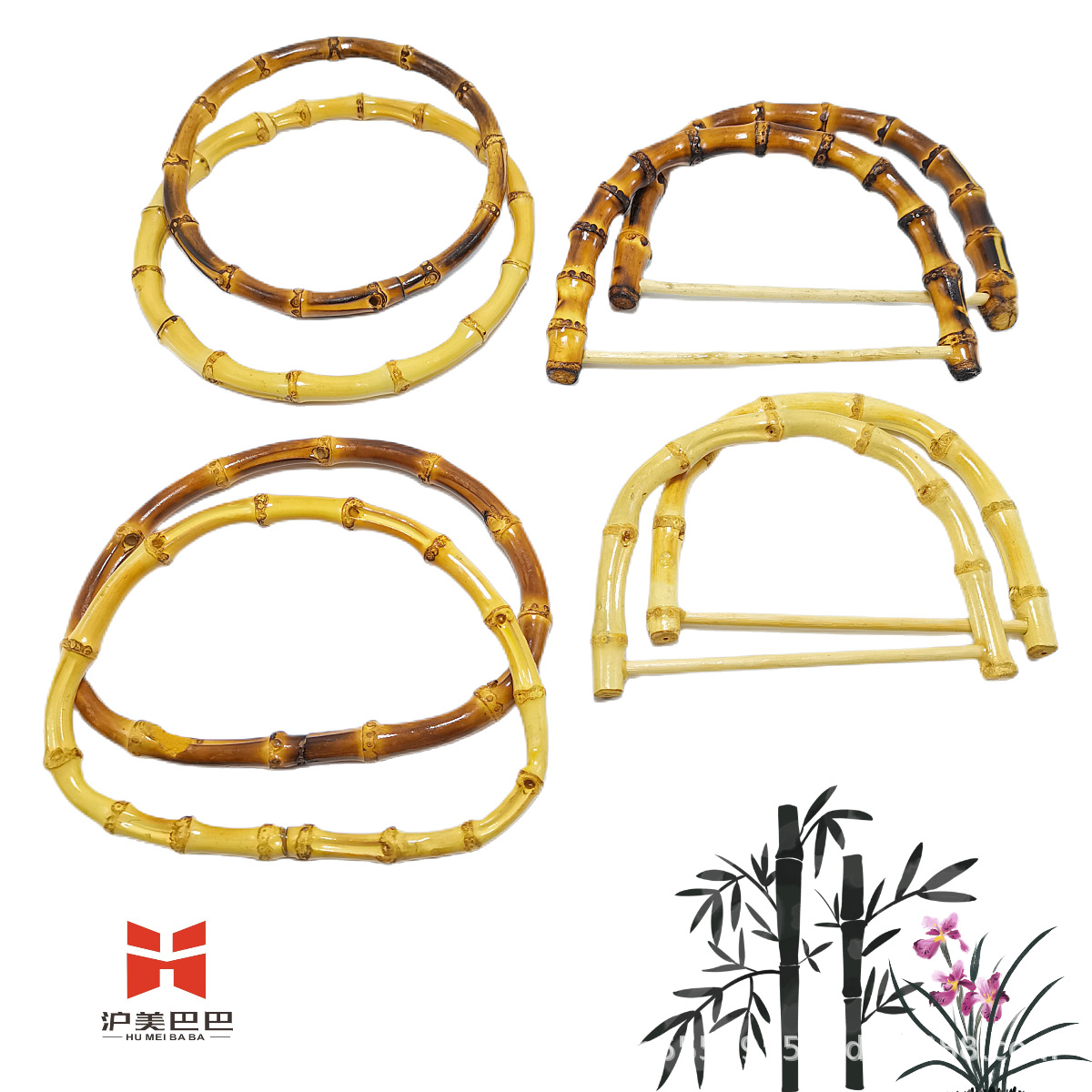Círculos de bambú de mano de madera de bambú de mano de bambú, anillo de bambú real, productos de bambú, accesorios de bolsas, colgantes al por mayor