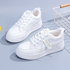 White shoes, casual footwear for leisure platform, fleece universal sneakers, 2023, trend of season, Korean style