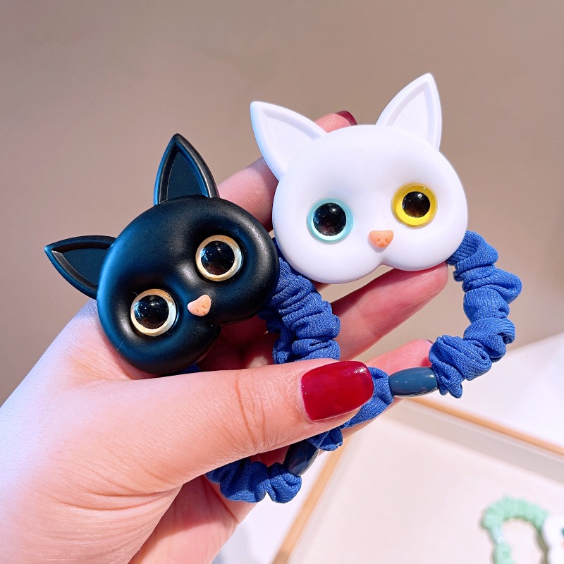 Japanese And Korean New Style Cute Cat Hair Rope Color Small Intestine Cloth Ring Girl Ball Head Rope Tie Hair Rubber Band Jewelry display picture 20