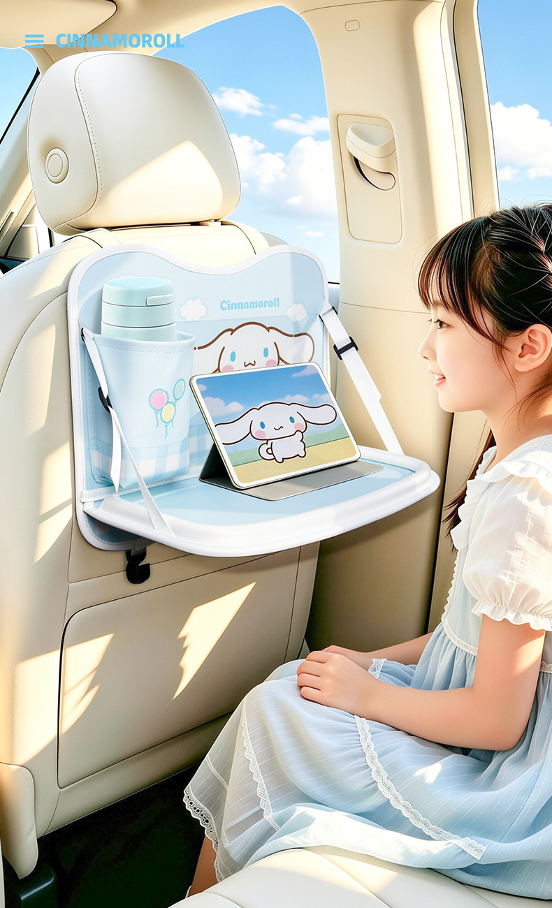 Car trash bag storage bag, car seat back bag, touch-screen transparent pocket storage bag, foldable dining table storage bag