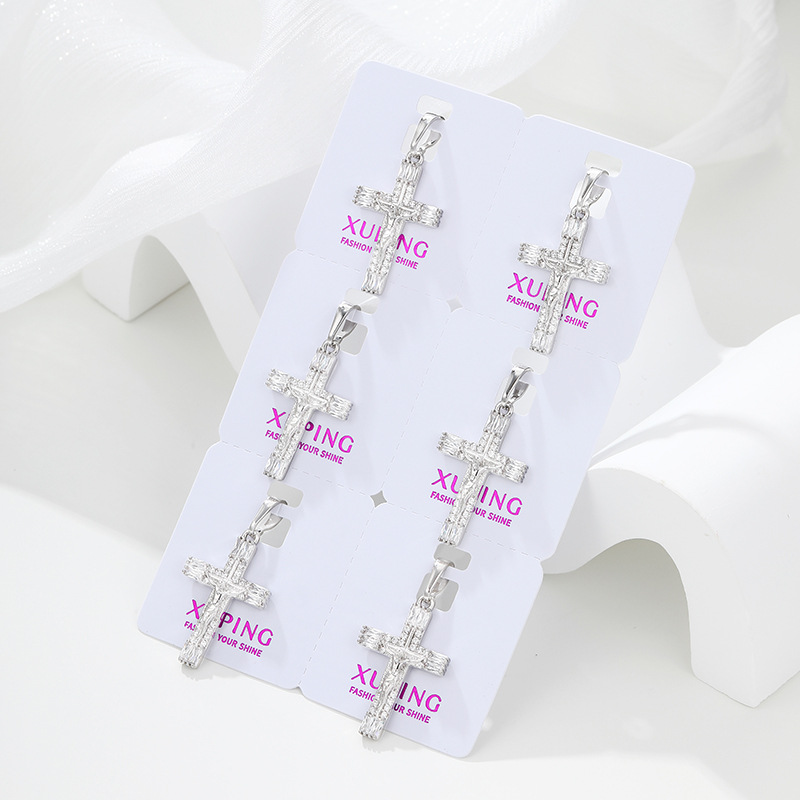Dije de Circonia para Collar de Aleación de Cobre, Diseño Rectangular, Bañado en Color Blanco image 5