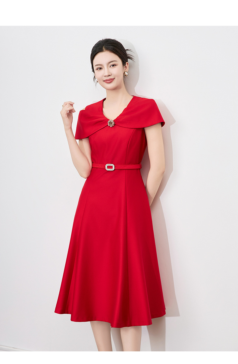 Váy liền nữ kiểu Pháp nhẹ nhàng trưởng thành thiết kế trang trọng mùa xuân hè — Màu đen chi tiết 11
