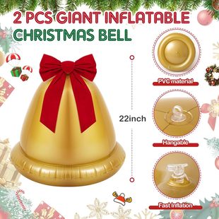 Cross-Border New Pvc Inflatable Bell Christmas Outdoor Courtyard Door Curtain Decoration Inflatable Bell