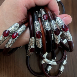 Three Silver Xizang Caulis Caulis Caulis Bangle Bracelet Women's Shannan Hara Couple Men's Bracelet Inlay Bracelet