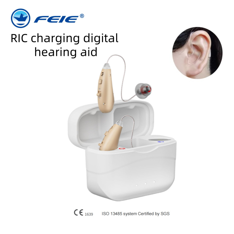 飞鹅跨境新款充电款助听器对装耳背助听器老人助听器HEARING AID