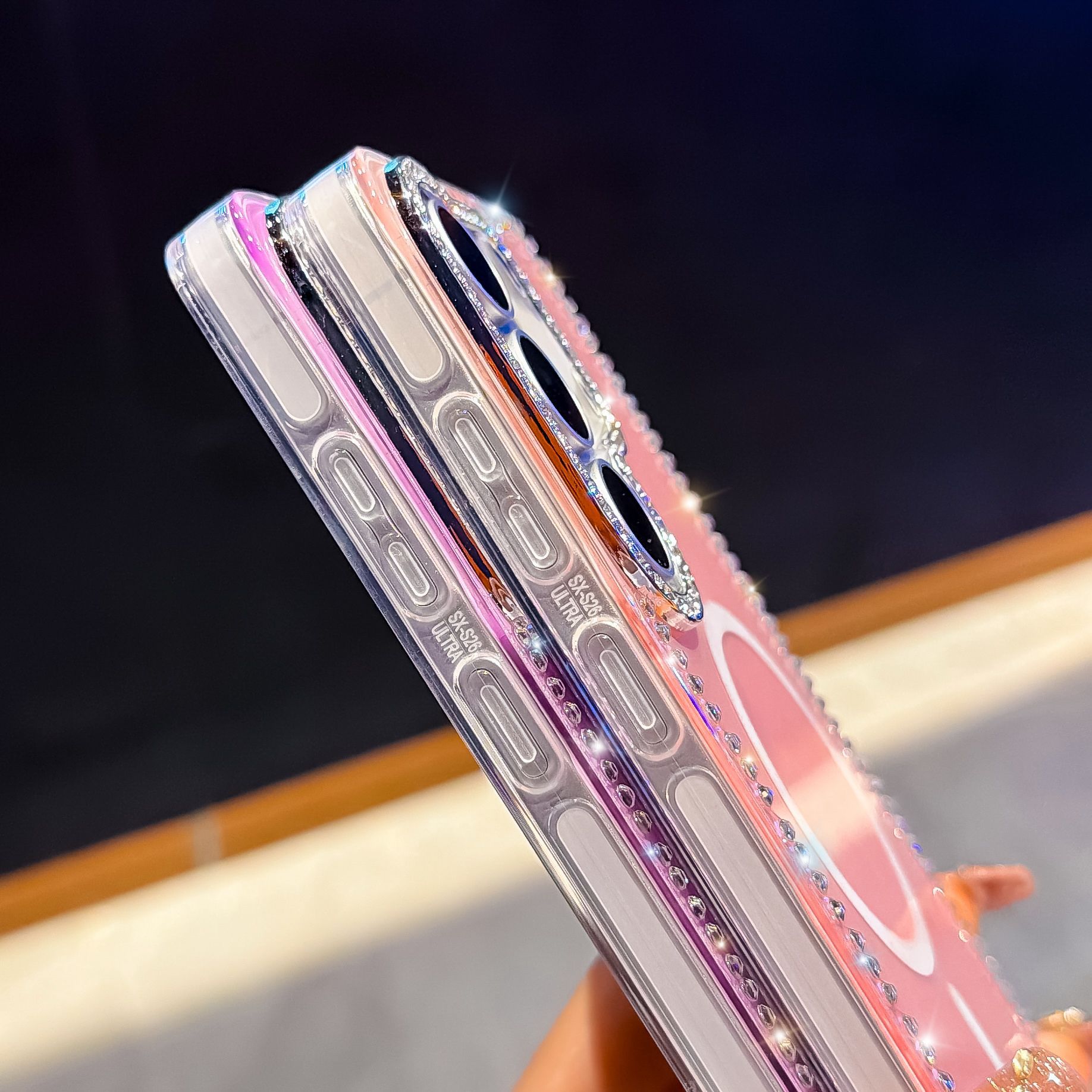 适用三星S26ultra手机壳N52高斯磁吸s25plus奢华闪钻爱心S24跨境