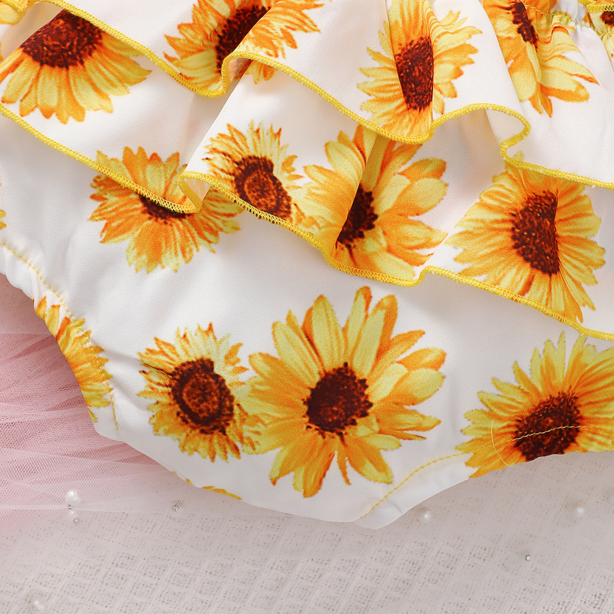 Cute Sunflower Printing Polyester Baby Rompers display picture 7
