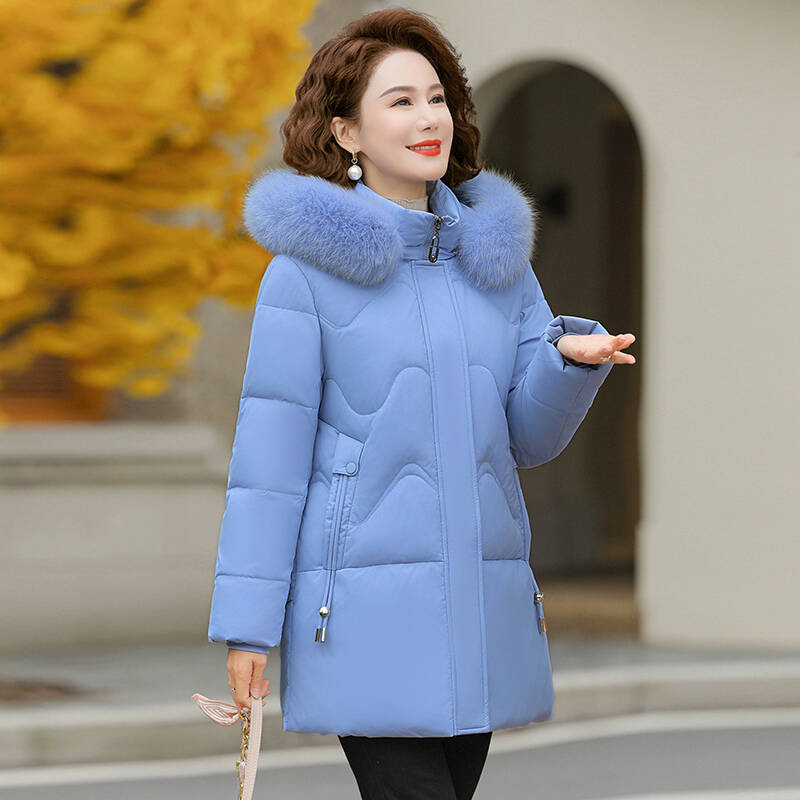 정품 철수 재킷 중년 어머니 여성의 짧은 중년 및 노인 GB 90 화이트 구스 다운 겨울 코트 두꺼운 겨울 코트