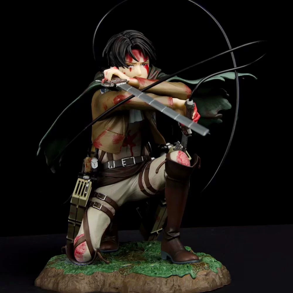 Daimo Attack on Titan Battle Damaged Levi Commander Blood Battle Фигурка на коленях Аниме Периферийная модель