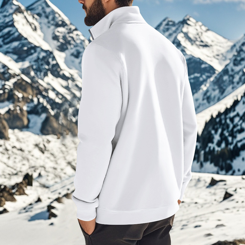 Sweatshirt homme en molleton avec col zippé hiver automne_voghion.com