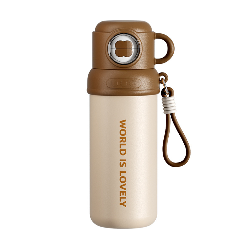 Taza de aislamiento de negocios de acero inoxidable alta capacidad de cuatro hojas portátil tres tazas de paja de bebida taza de agua de oficina de estudiantes