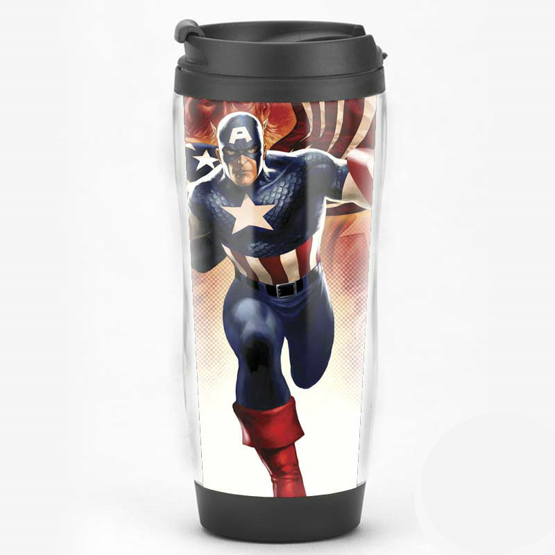 Equipo de EE. UU. Película de superhéroes que rodea al Capitán América Regalos Recuerdos de los fanáticos Taza de agua Taza de café con tapa
