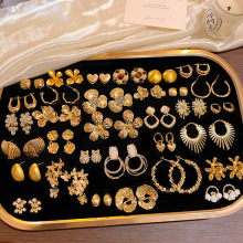 欧美复古夸张金属耳饰女设计小众高级感素圈耳环轻奢花朵耳圈耳钉