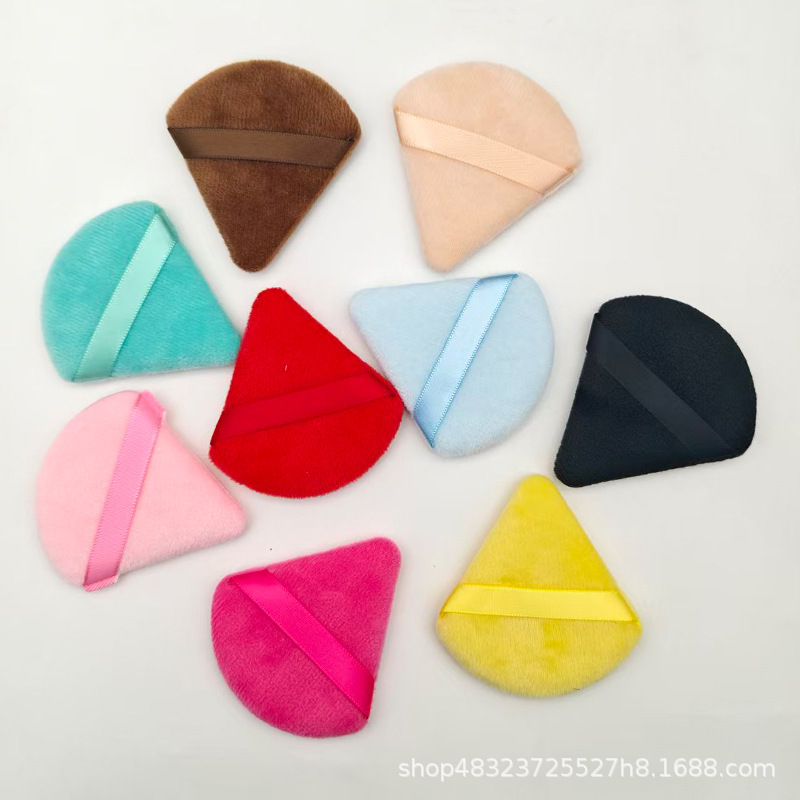 Crystal Ultra-Soft Triangular Makeup Powder Puff, Double-Sided Setting Powder Puff, Ultra-Soft Short Velvet Powder Puff, Direct Supply from E-Commerce Cross-Border Manufacturers