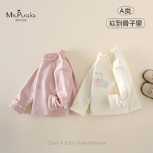 秋冬新款婴幼儿A类长袖T恤女宝宝亲肤舒适软糯田园棉质加绒打底衫