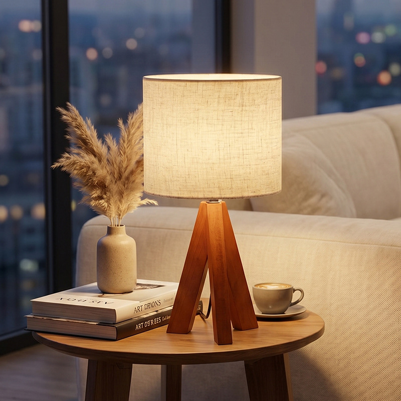 Transfronteriza nórdica retro decoración lámpara de cabezal de cama madera maciza red ins luz de noche LED atmósfera lámpara de escritorio de madera maciza image 4