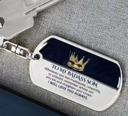 Spot venta caliente transfronteriza marca militar creativa llavero epoxi de acero inoxidable regalo conmemorativo para hijo, hija, nieta