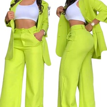 C 50737 Elegant Solid Color Split Sleeve Blazer Straight