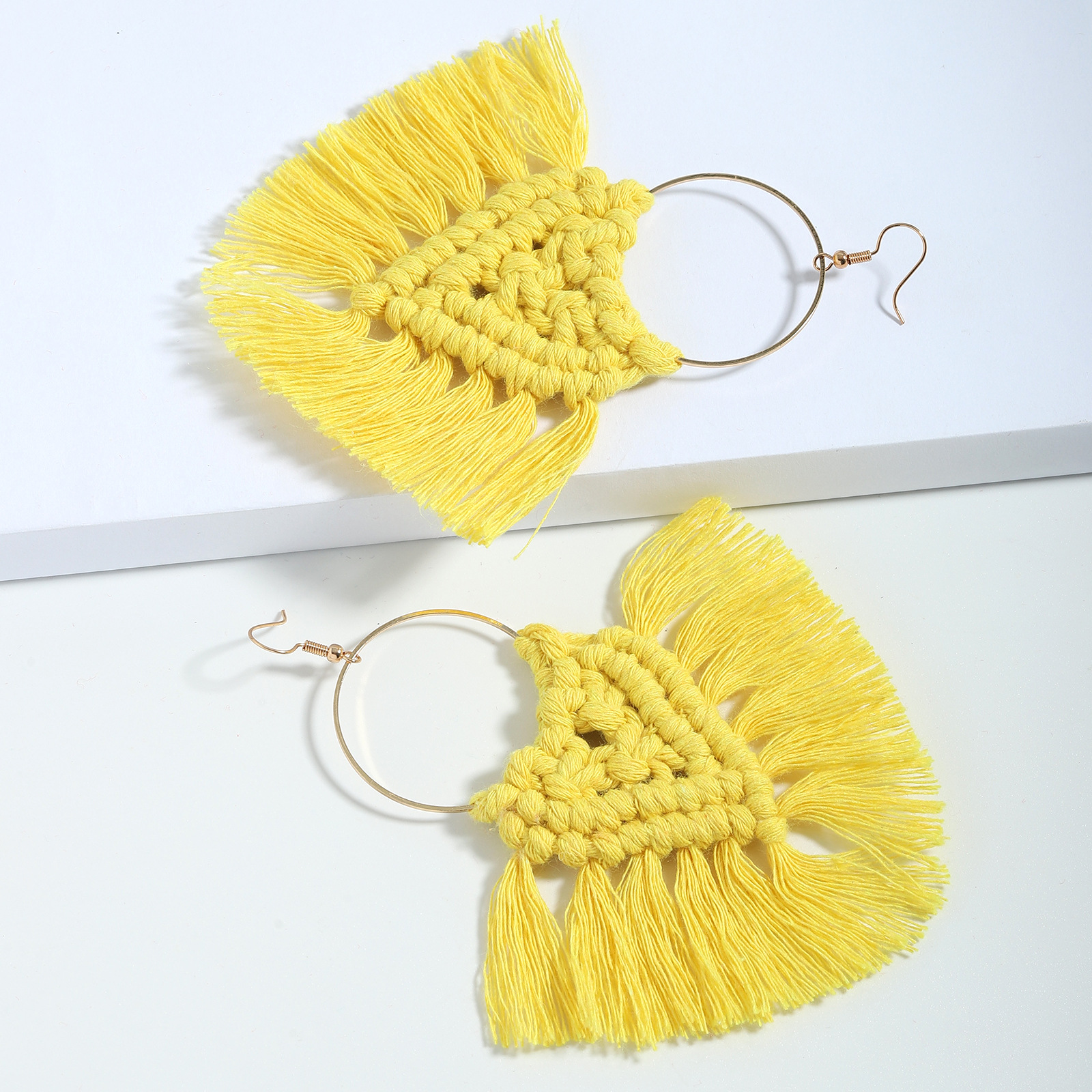 Boucles D&#39;oreilles Couleur Pompon Tressé À La Main De Style Ethnique Bohème display picture 4