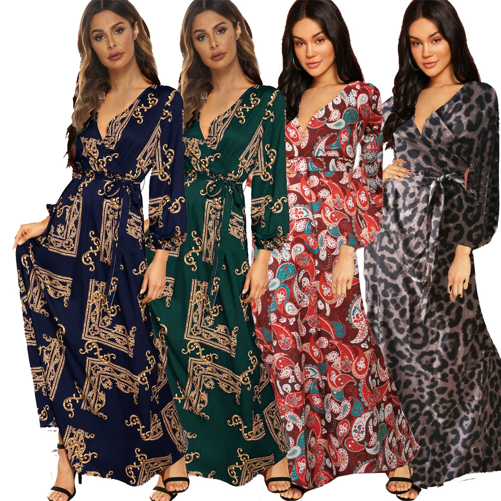 Европейское и американское платье с длинными рукавами праздничный стиль ins ретро длинные юбки цветы