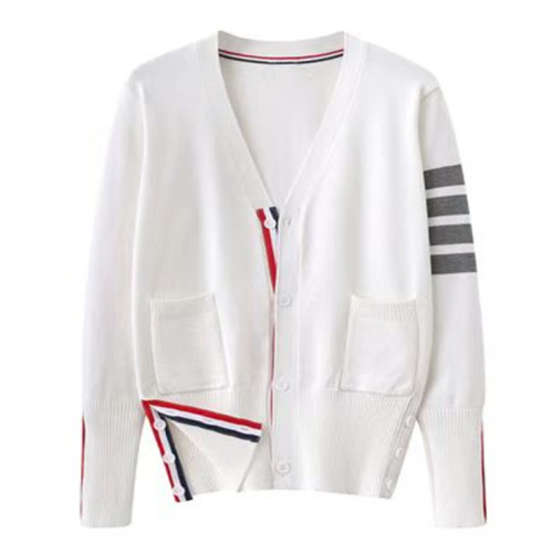 TB Spring/Autumn Knit V-Neck Sweater for Girls, Korean Style, Long-Sleeve, Loose Fit, Trendy Outerwear