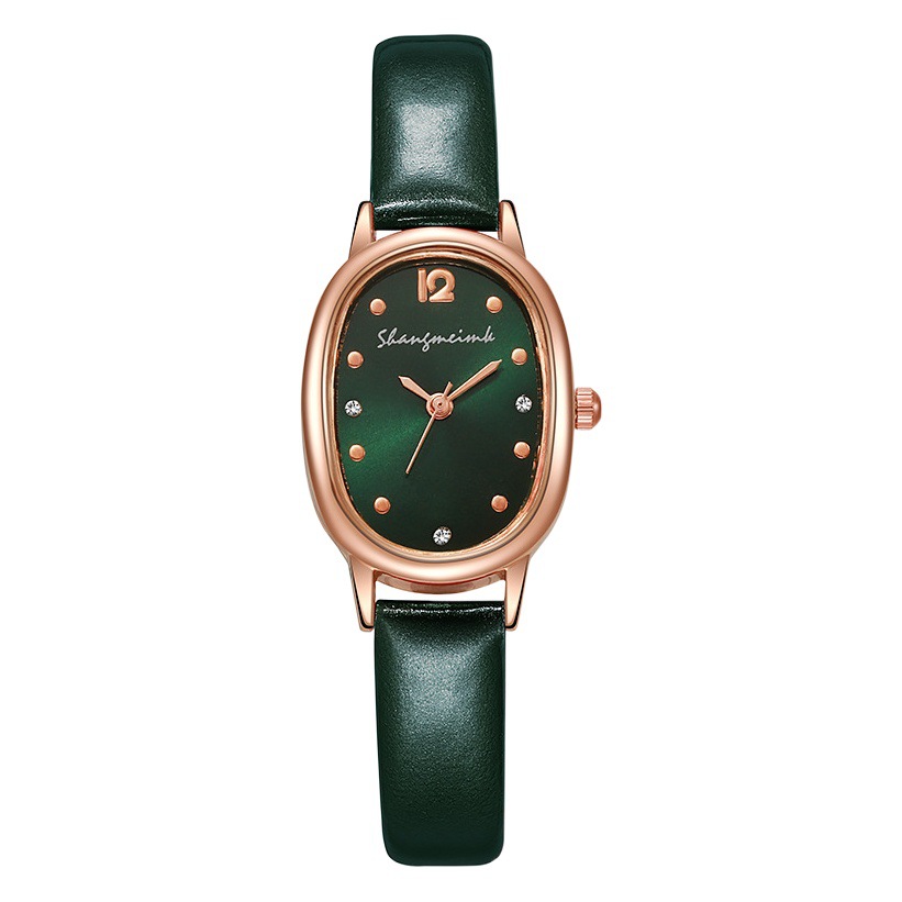 Liu's Shangmei Reloj de estudiante ovalado simple retro Cinturón de reloj de mujer de nicho Reloj de mujer de cuarzo al por mayor
