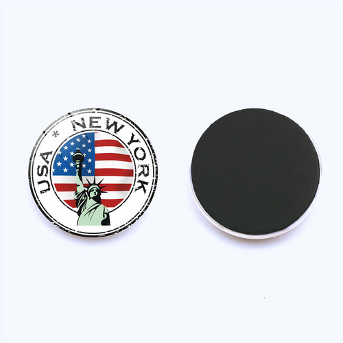 Retro American Flag Statue of Liberty Fridge Magnet Crystal Glass Magnetic Home Whiteboard Sticker Decoretive 25mm