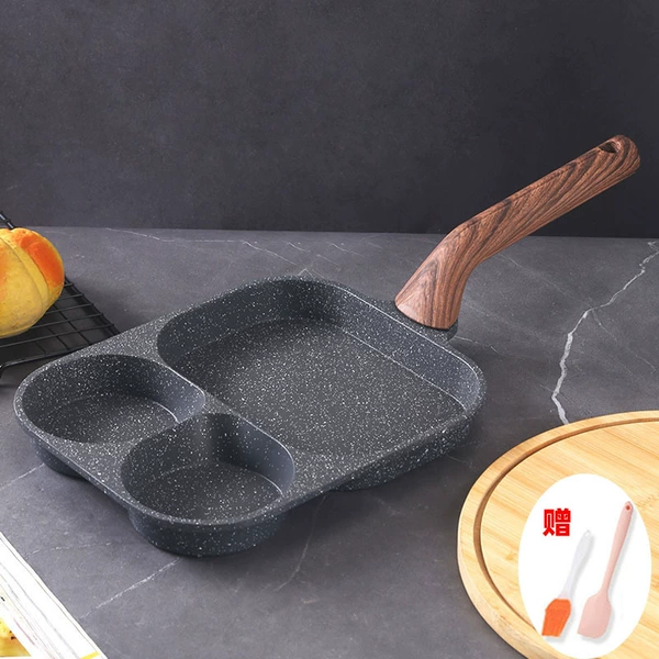 Gray three-in-one breakfast pot + scraper + oil brush [universal for gas induction cookers]