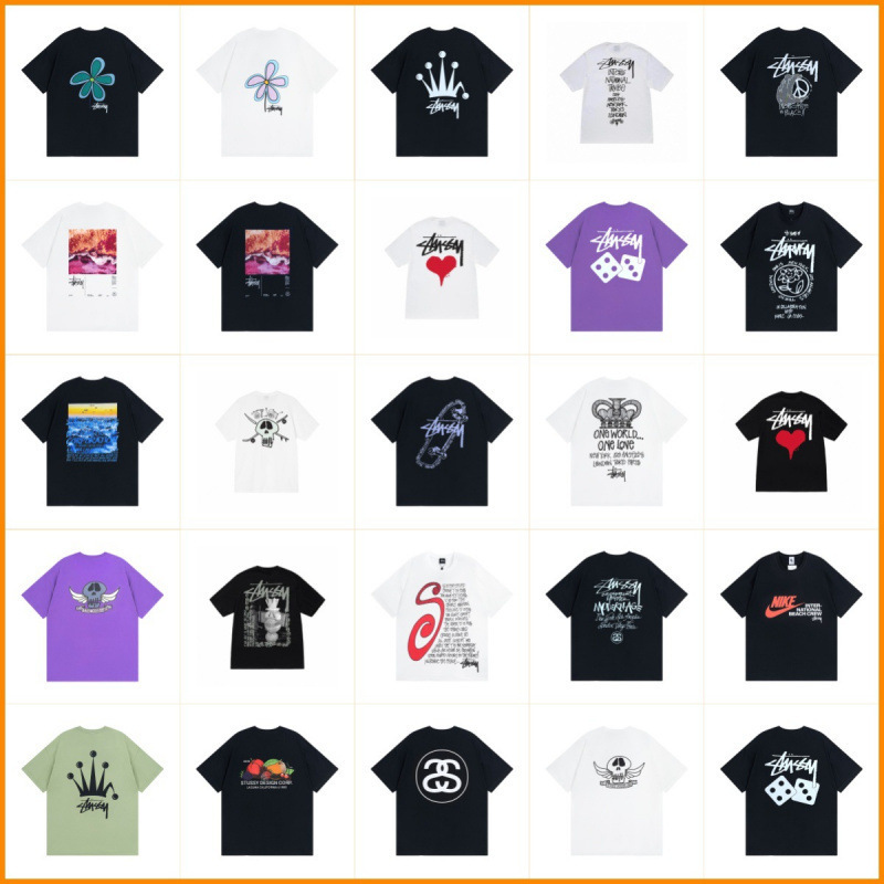 High-quality 260g original label cross-border foreign trade trendy brand STU World Tour Black Eight Dice classic short-sleeve men's shirt High-quality 260g original label cross-border foreign trade trendy brand STU World Tour Black Eight Dice classic short-sleeve men's shirt