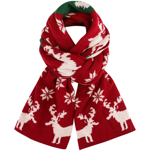 New Year's red knitted Christmas scarf, Korean imitation cashmere elk scarf, warm winter wear, Christmas shawl for couples
