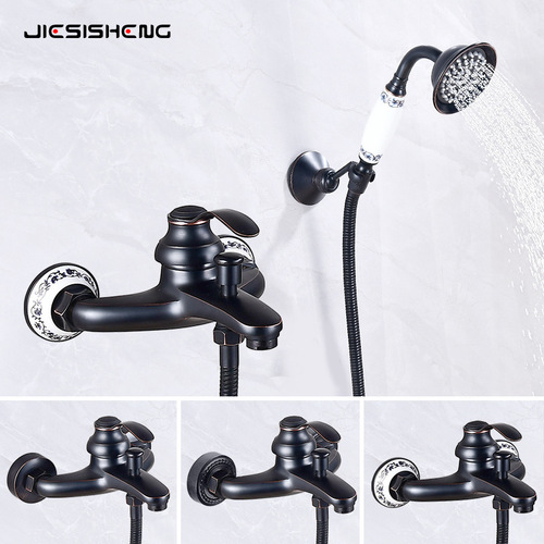 Antique all-copper simple shower set without top spray hand-held shower head home wall-mounted bathtub faucet